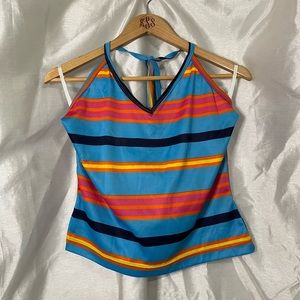 VTG 90’s/y2k Retro Jordache Bright Colors Horizontal Striped Halter Tank Top